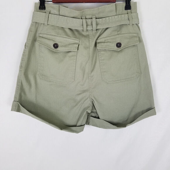 Blu Pepper Shorts Womens Large Green High Rise Mom Belted Cuffed Hem - Picture 2 of 14